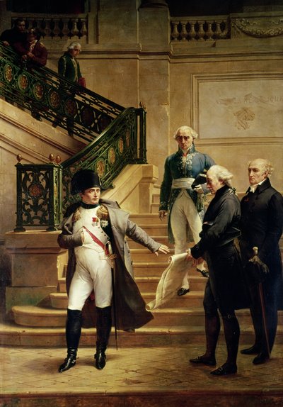 Napoleon I in the Palais Royal Received by the President of the Tribunal and Refusing the Plans of Percier or Fontaine, 1807 by Merry Joseph Blondel